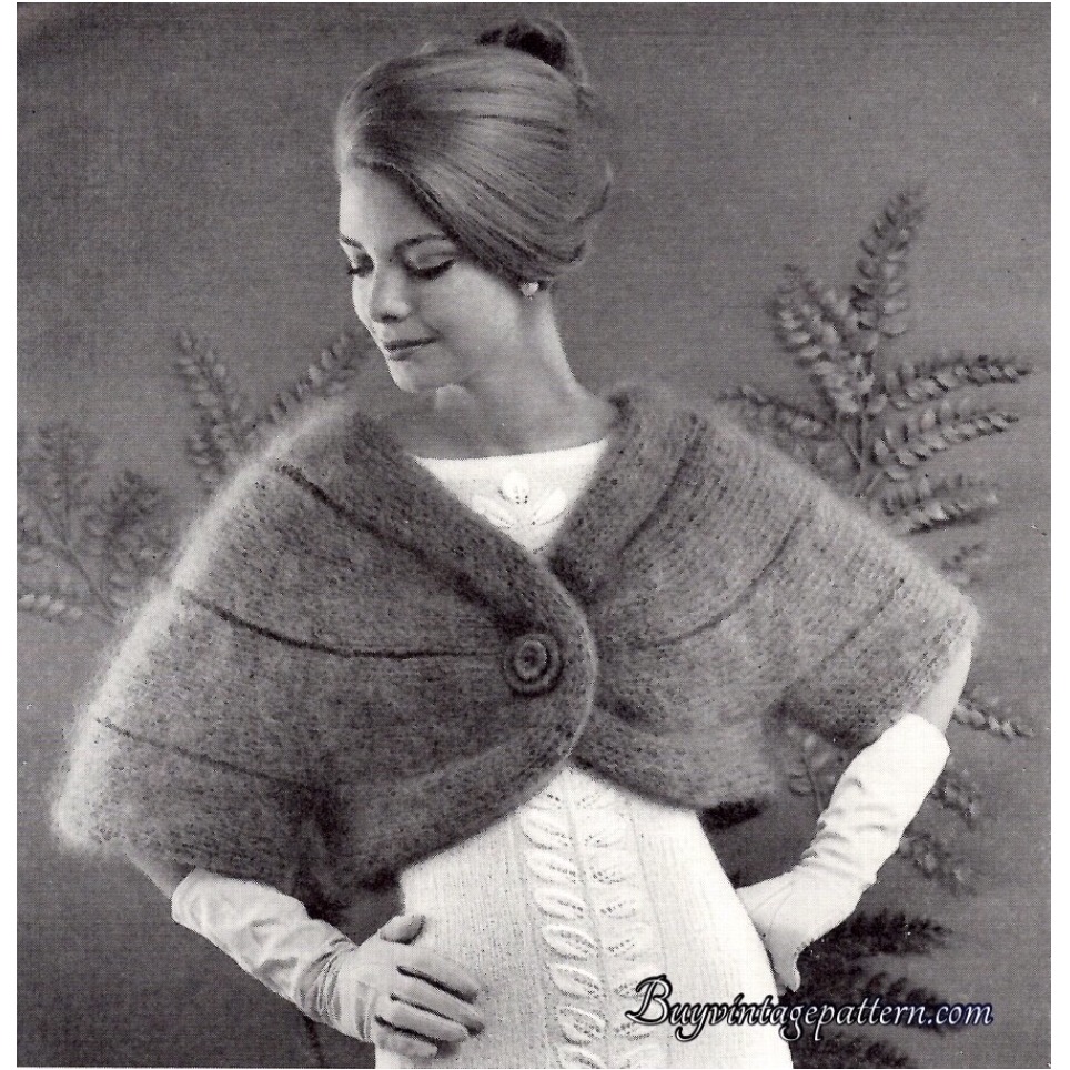 Vintage Cape Stole knitting pattern downloadable PDF