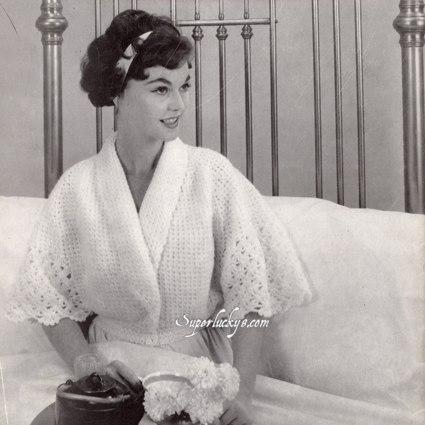 Vintage Bedjacket crochet pattern downloadable PDF