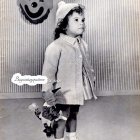 Vintage Girl coat knit pattern downloadable PDF