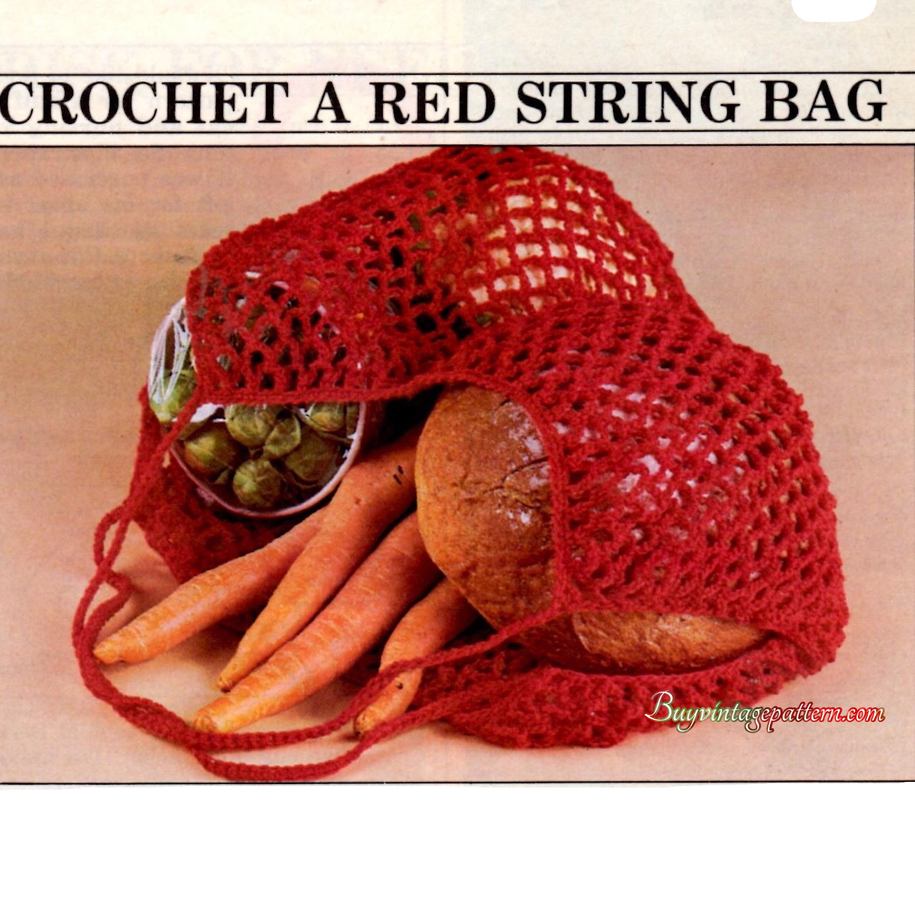 Vintage String Bag crochet pattern downloadable PDF