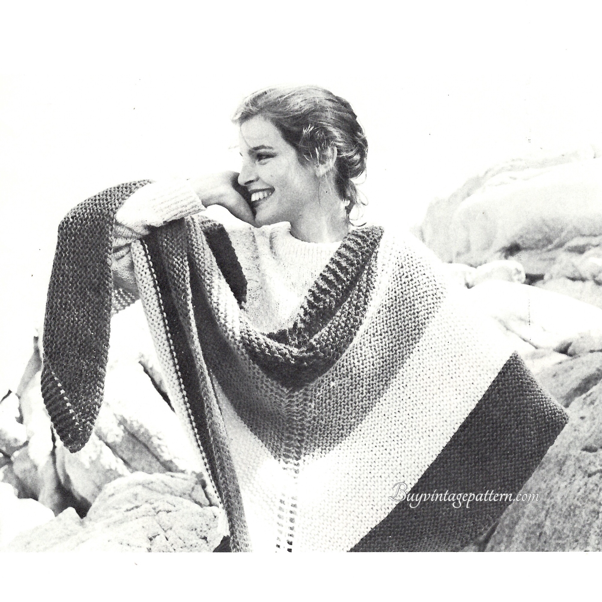 Vintage Shawl Knit pattern downloadable PDF
