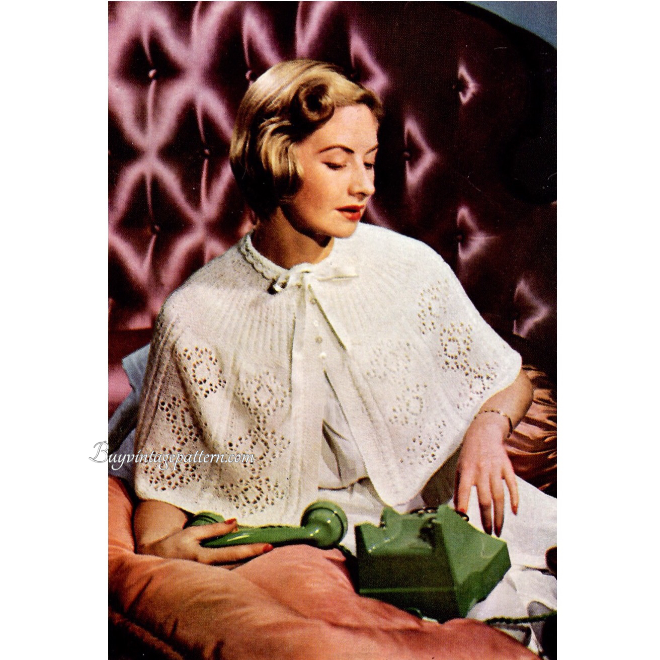 Vintage BED CAPE Knitting pattern downloadable PDF