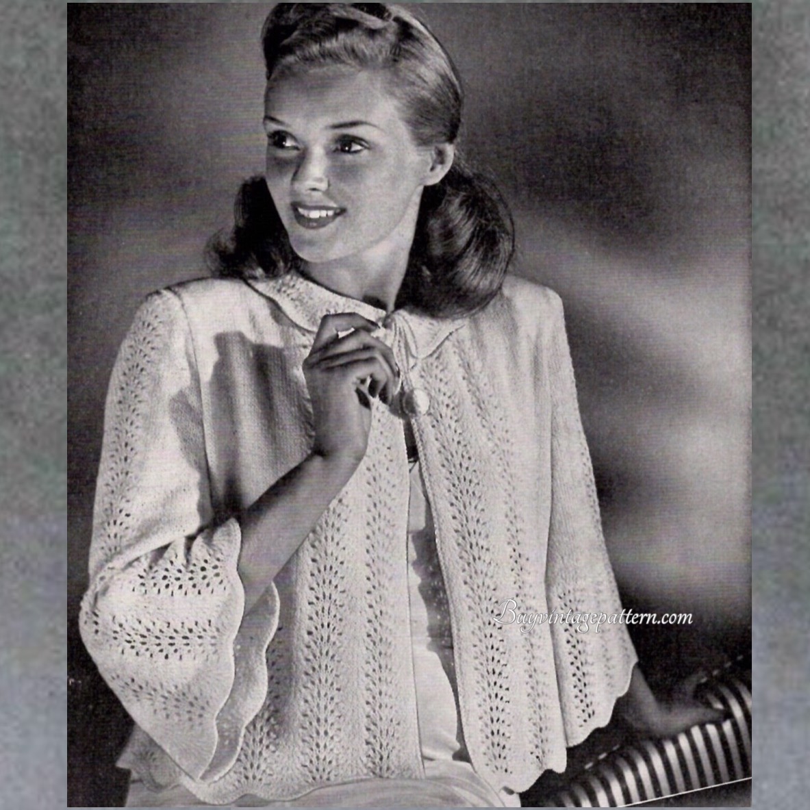 Vintage Bedjacket knit pattern downloadable PDF