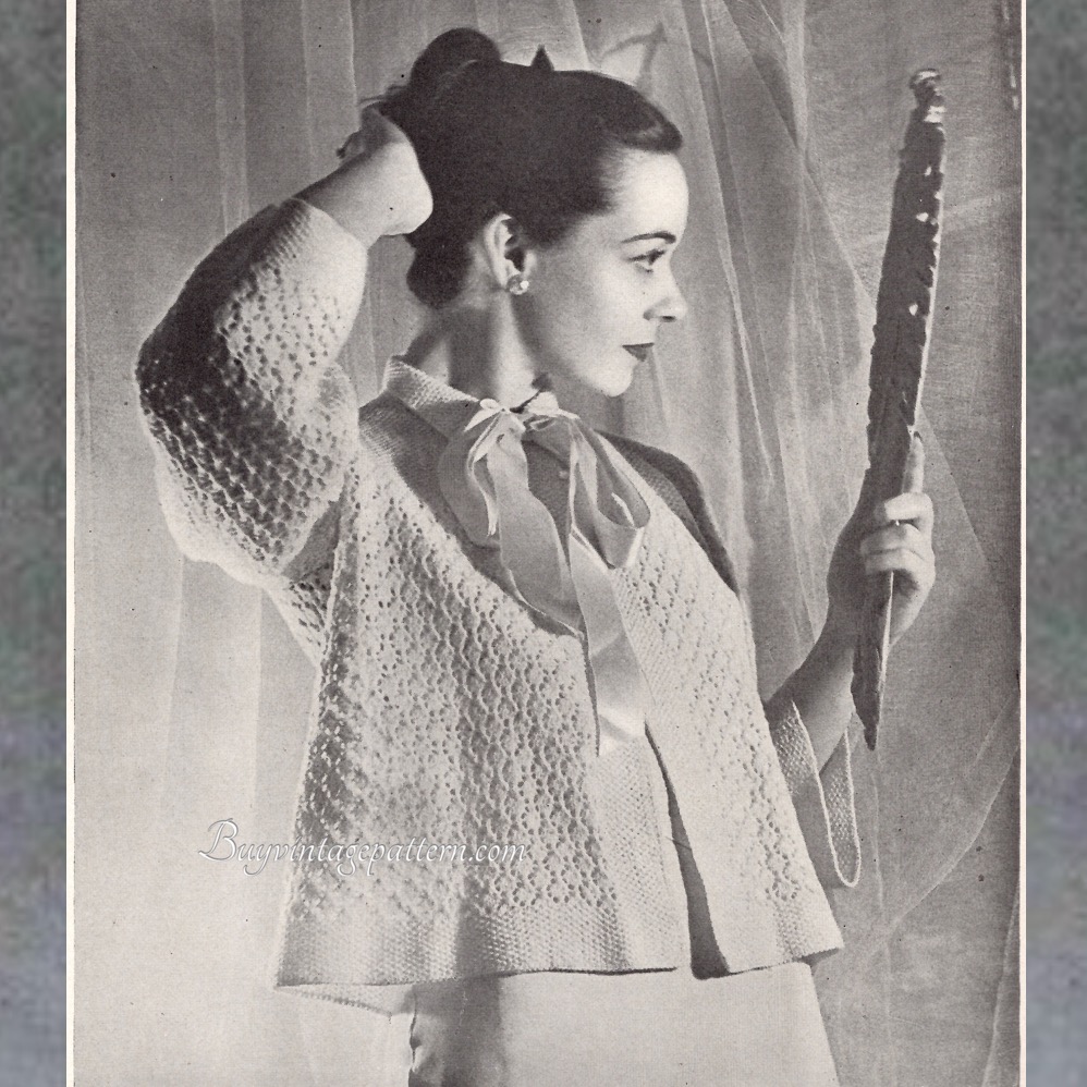 Vintage Bedjacket Knit pattern downloadable PDF