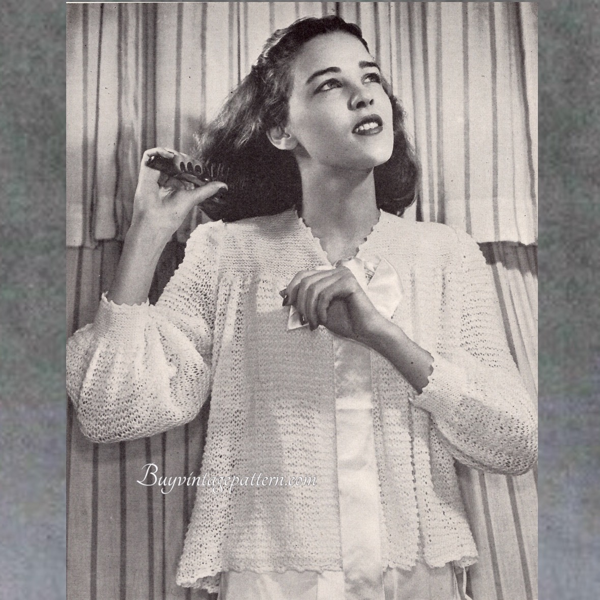 Vintage Bed-jacket Knit pattern downloadable PDF