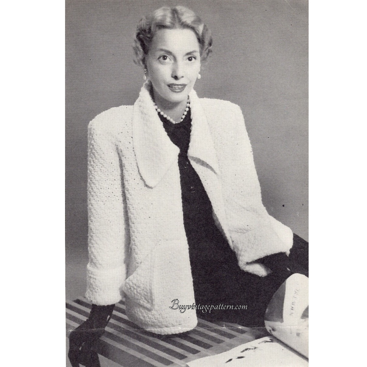 Vintage Cardigan knit pattern downloadable PDF
