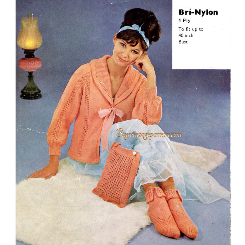 Vintage Bed Jacket Knit pattern downloadable PDF