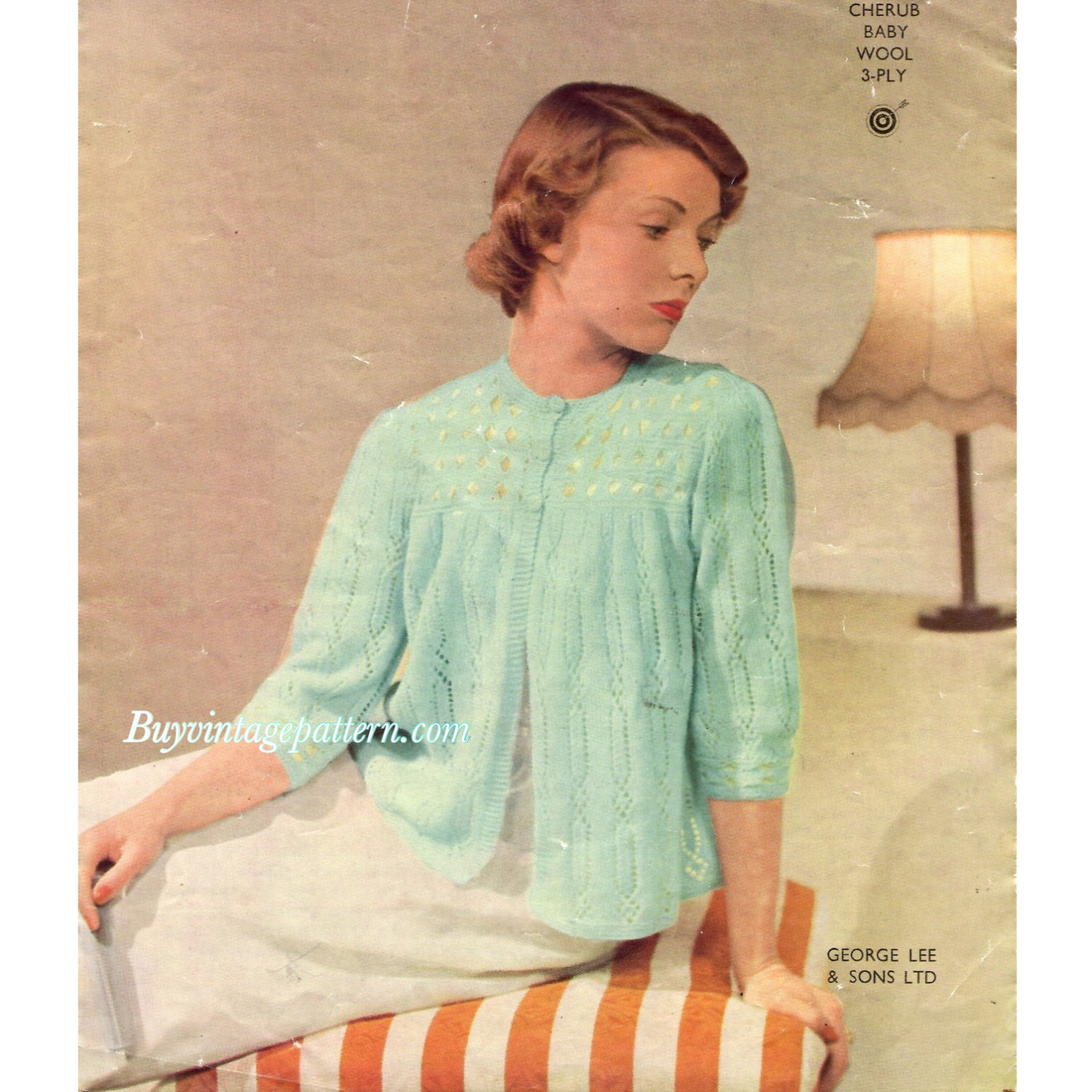 Vintage Bed-jacket knitting pattern downloadable PDF