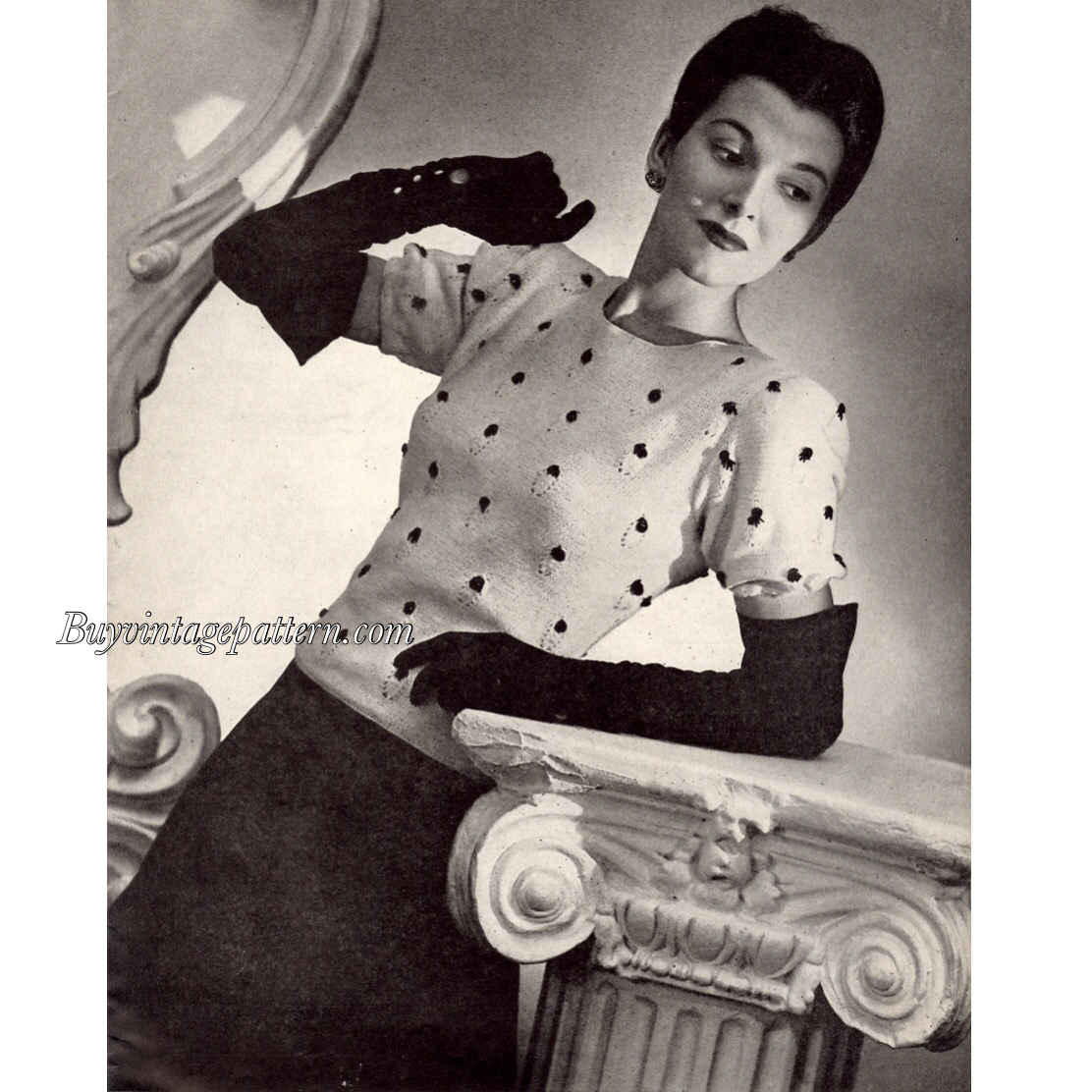 Vintage Blouse knitting pattern downloadable PDF