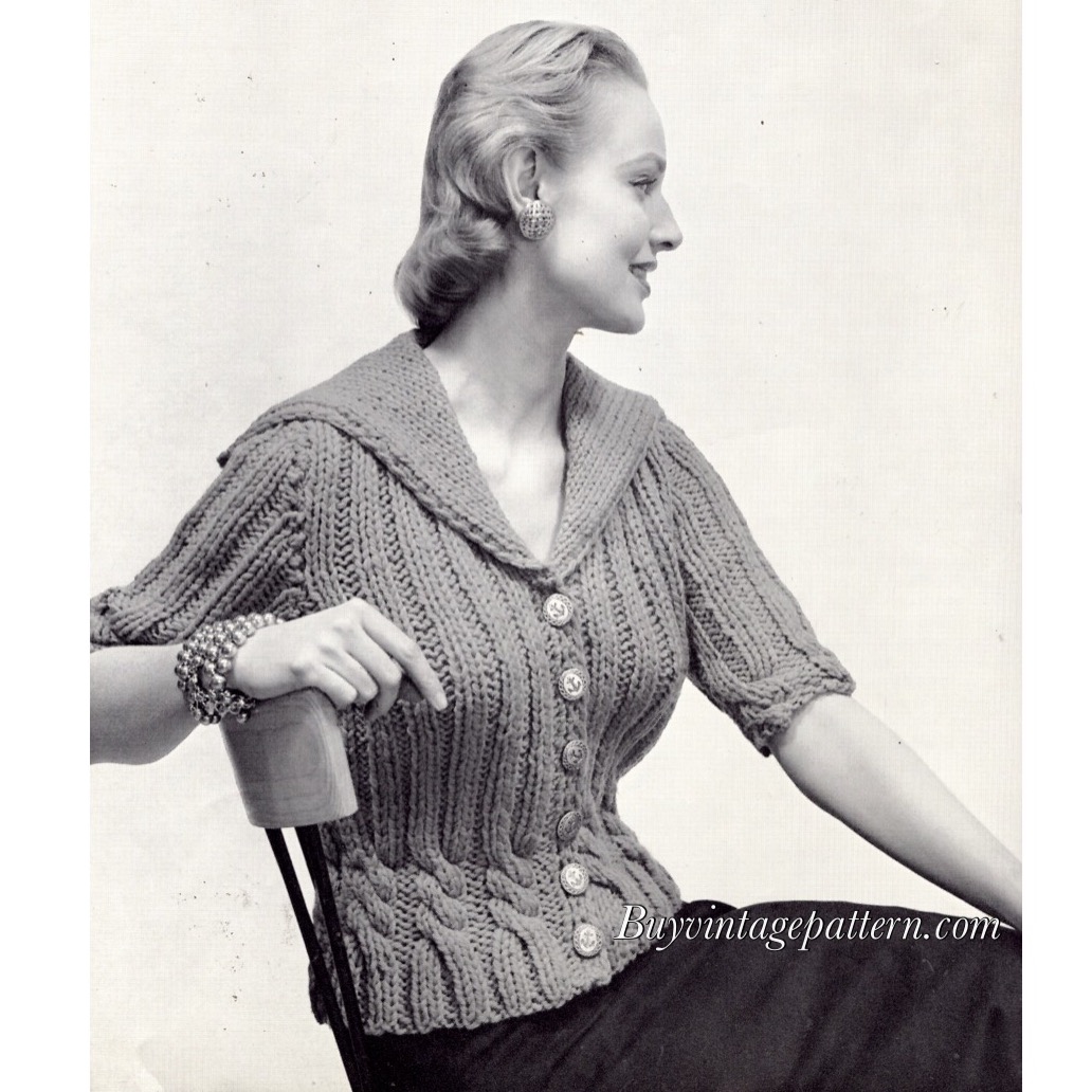 Vintage Blouse knitting pattern downloadable PDF