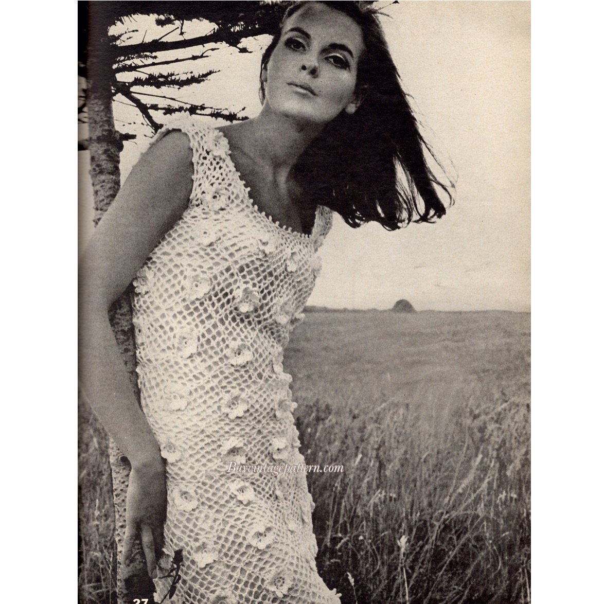 Vintage dress crochet pattern downloadable PDF