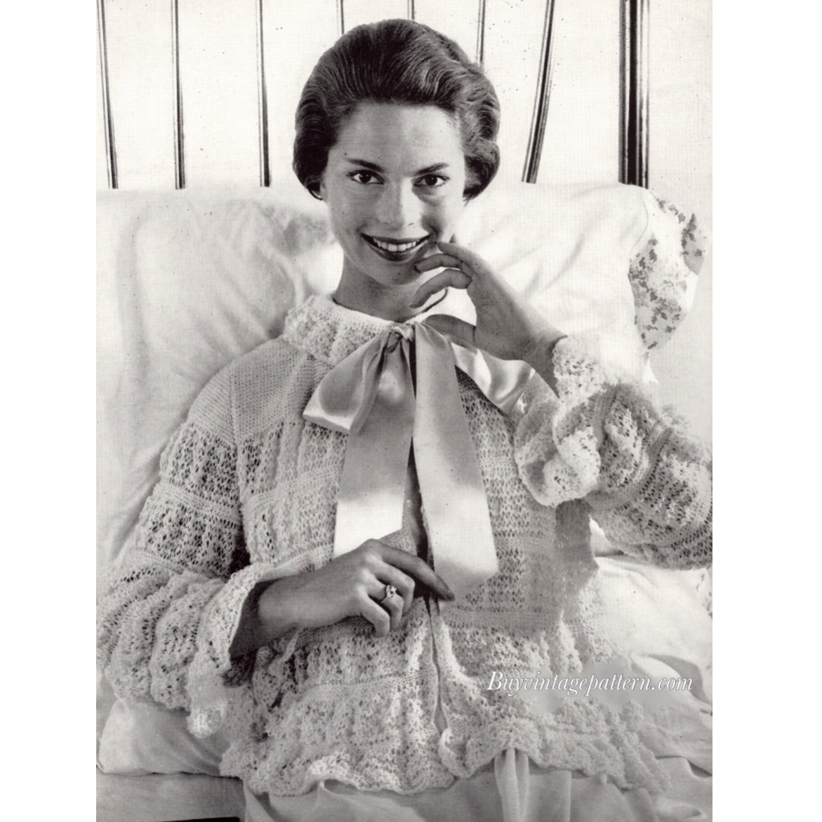 Vintage Bed Jacket Knitting pattern downloadable PDF