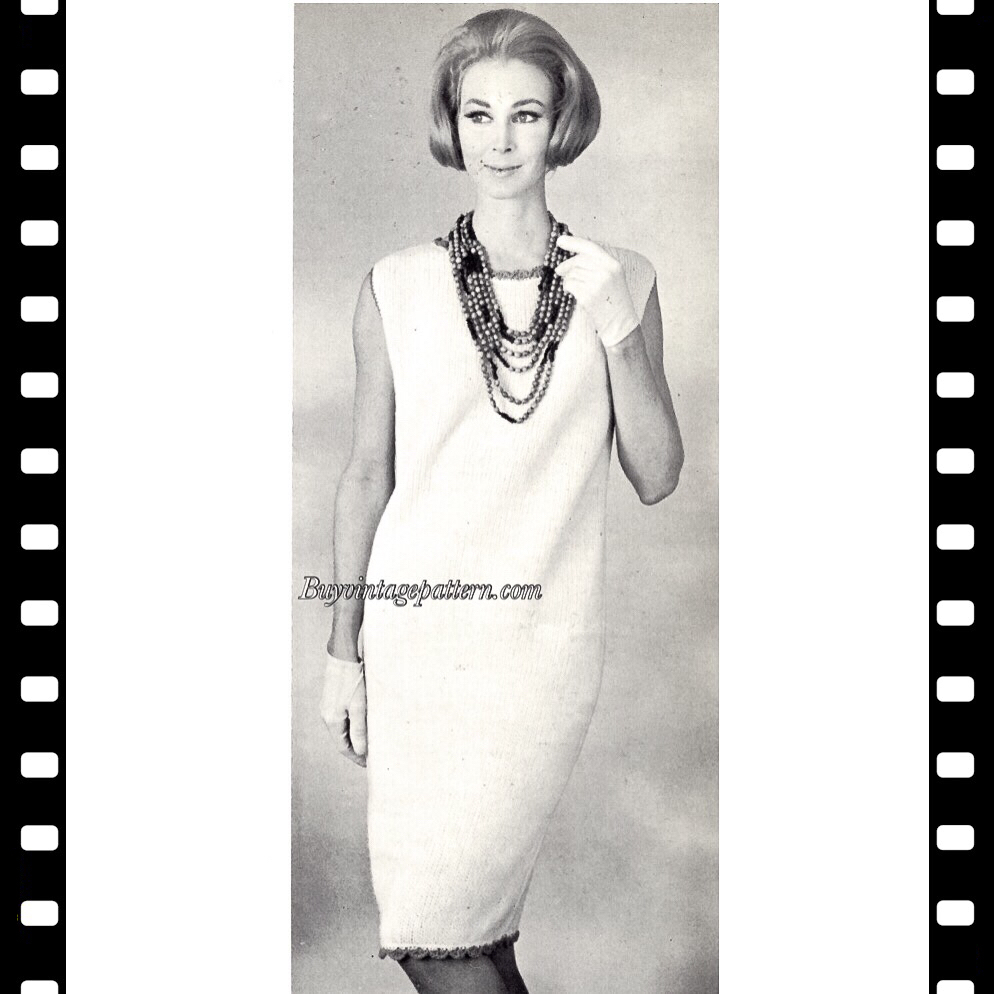 Free Vintage Dress knitting pattern , PDF downloadable