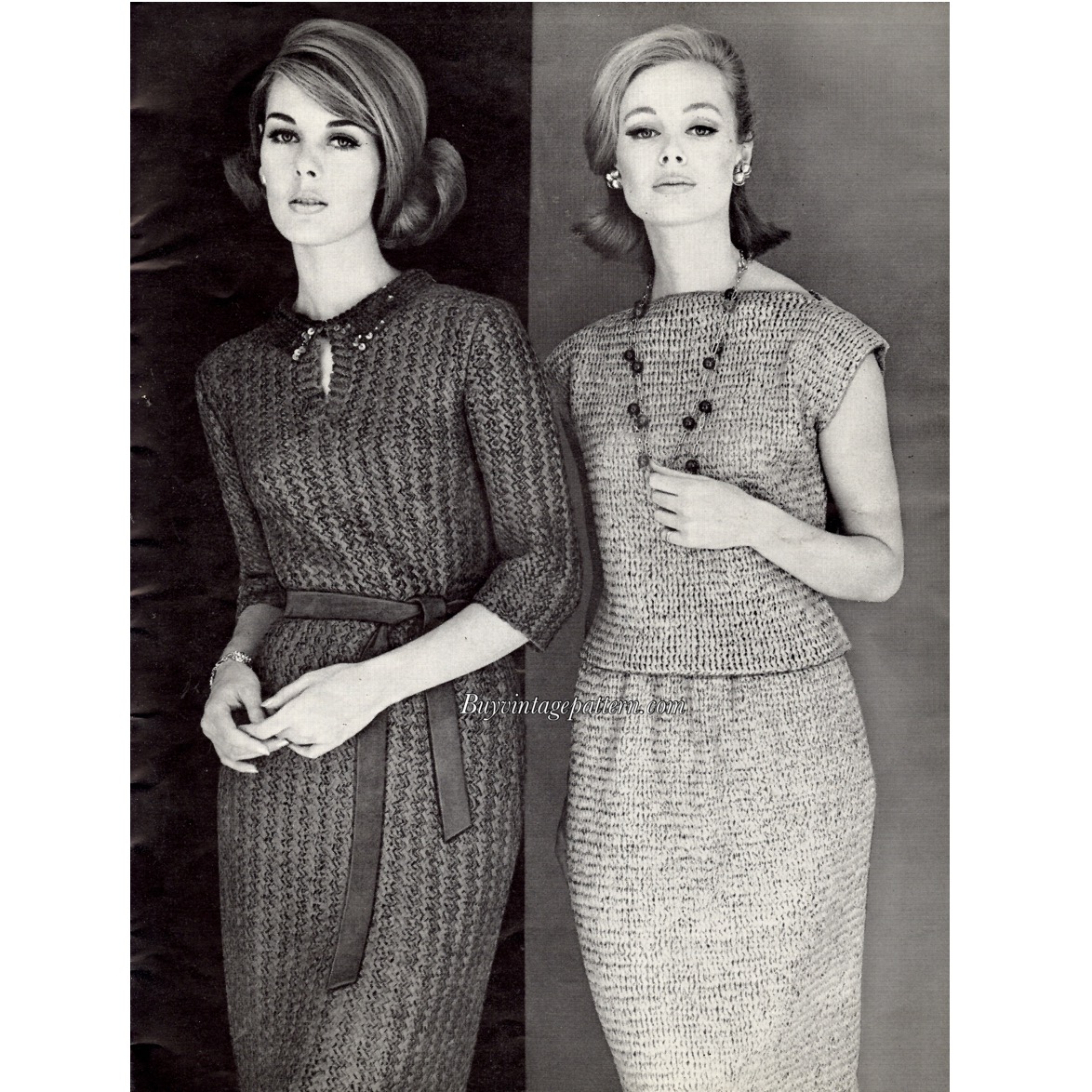 Vintage Ribbon Dress knit patterns downloadable PDF