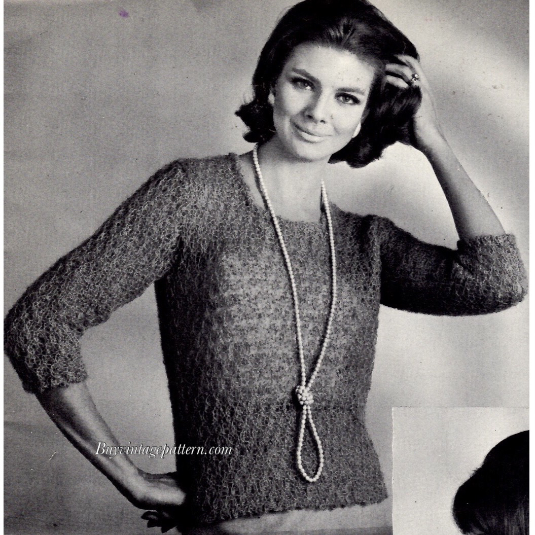 Vintage Blouse knitting pattern downloadable PDF