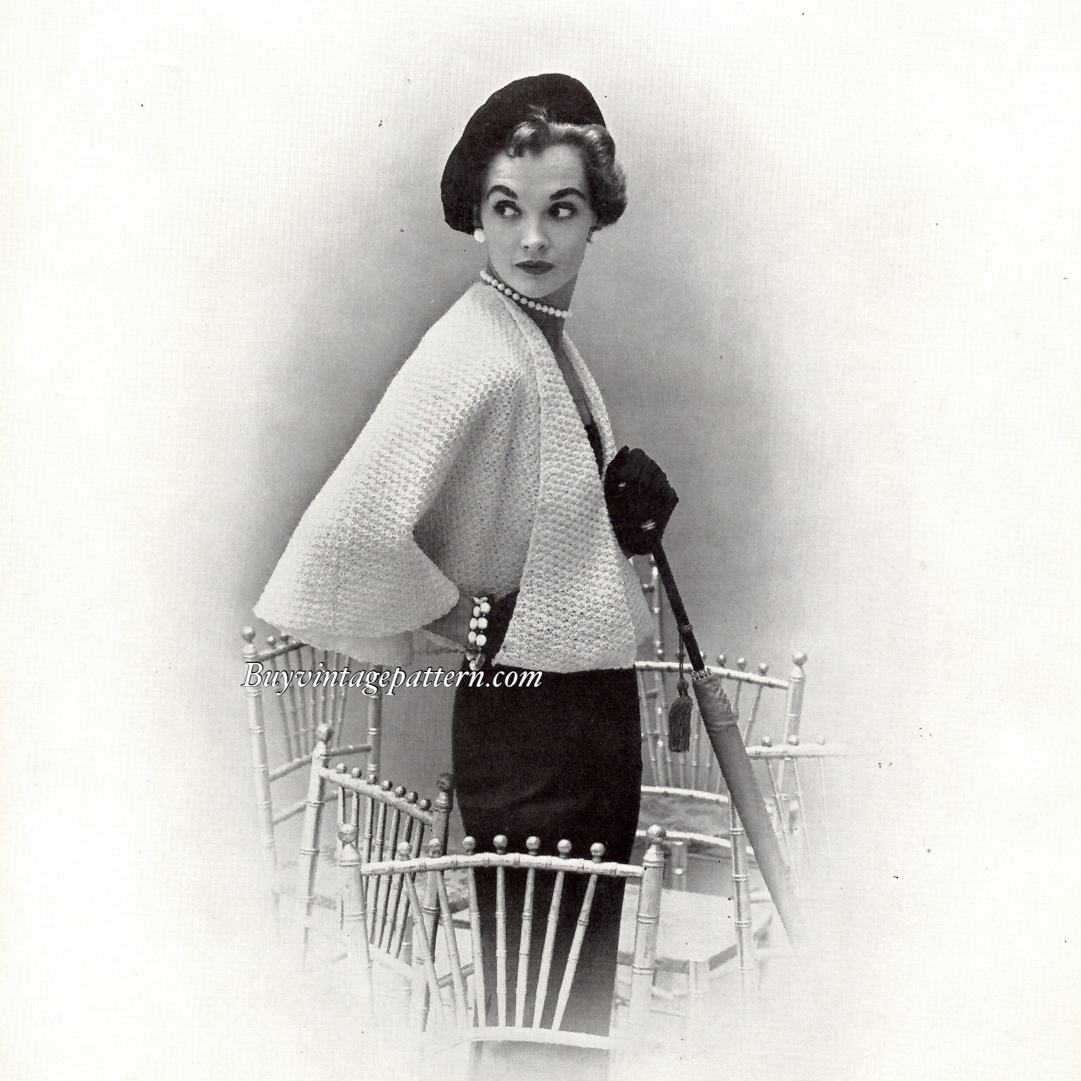 Vintage Cape Knitting pattern downloadable PDF