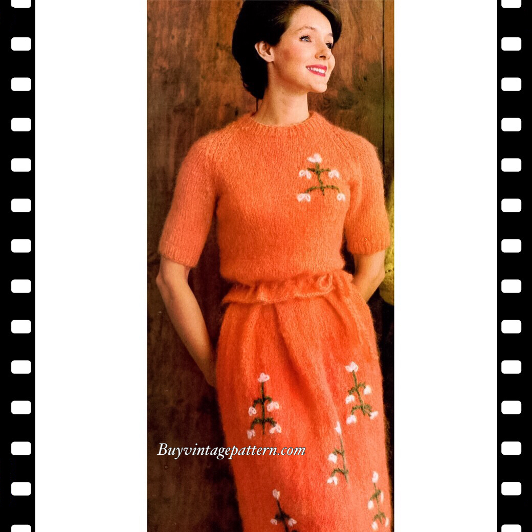 Vintage Dress knitting pattern downloadable PDF