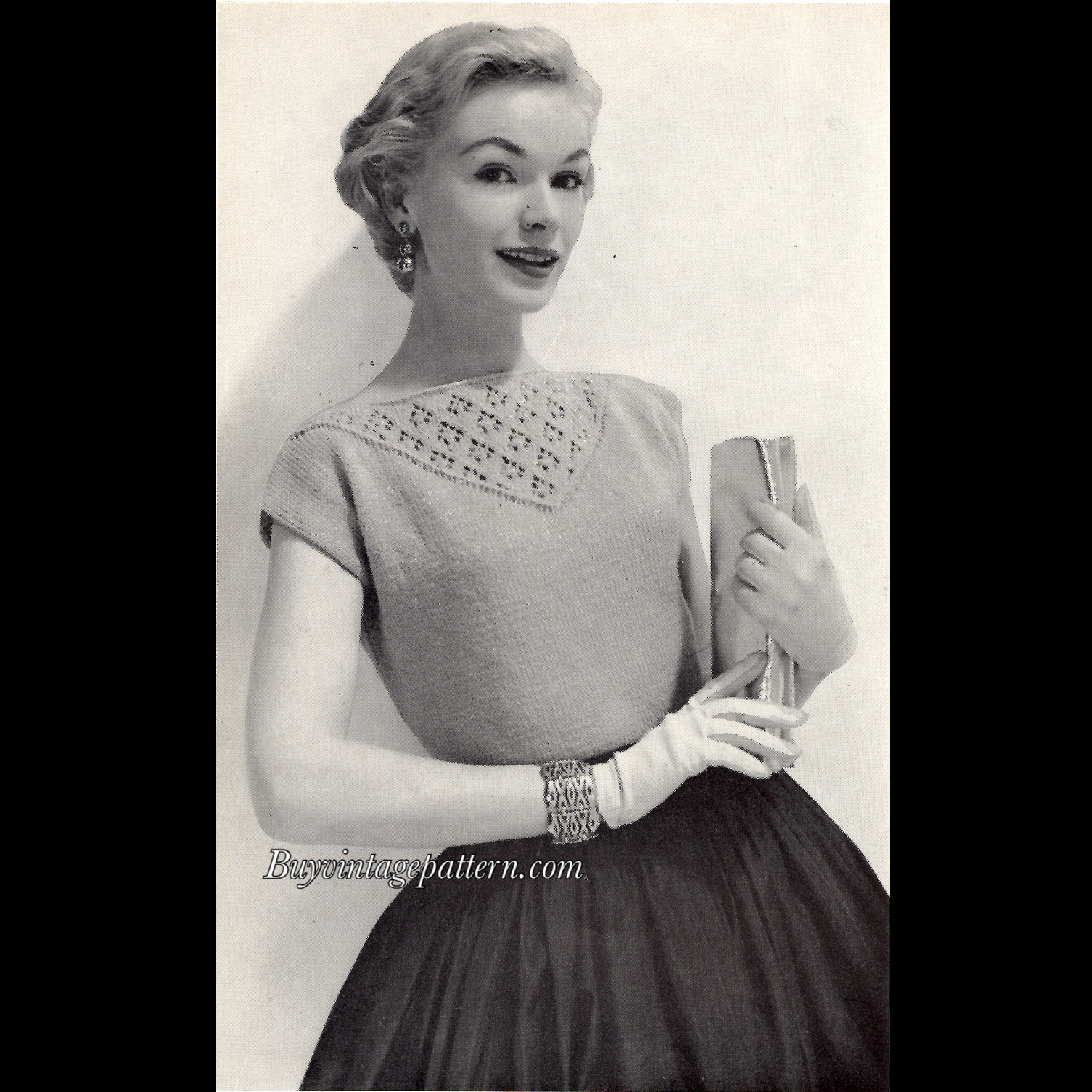 Vintage Blouse knitting pattern downloadable PDF