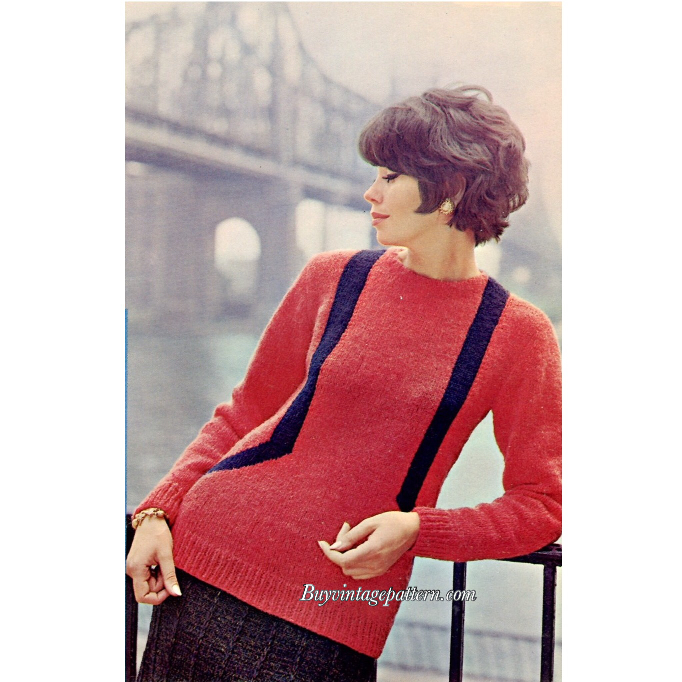 Vintage Pullover Knitting pattern downloadable PDF