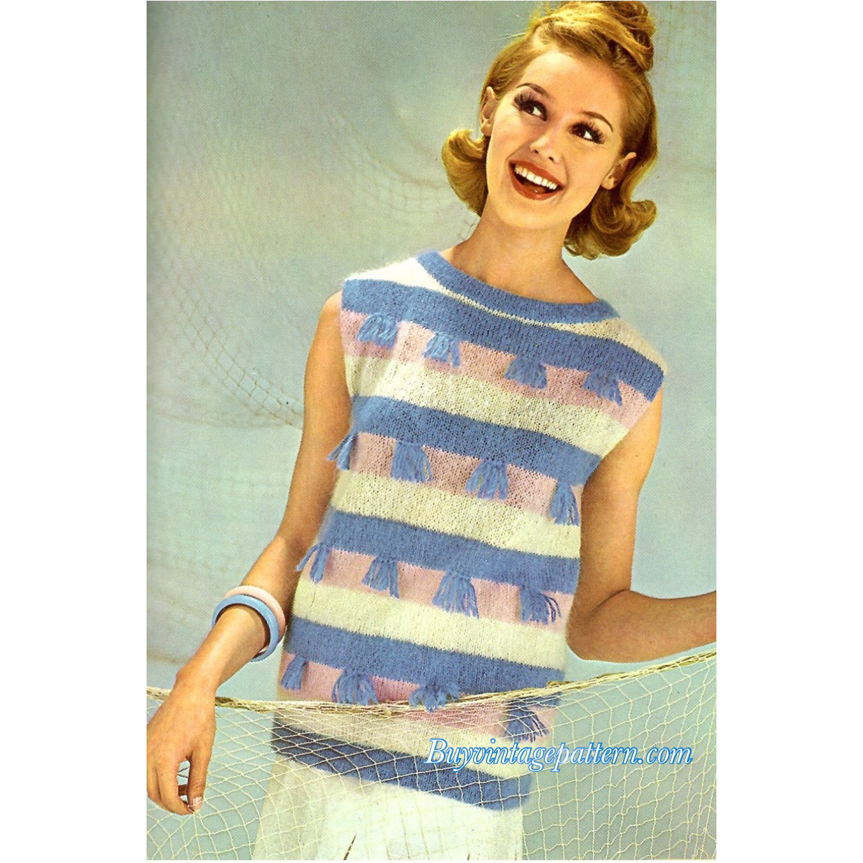 Vintage Blouse knitting pattern downloadable PDF