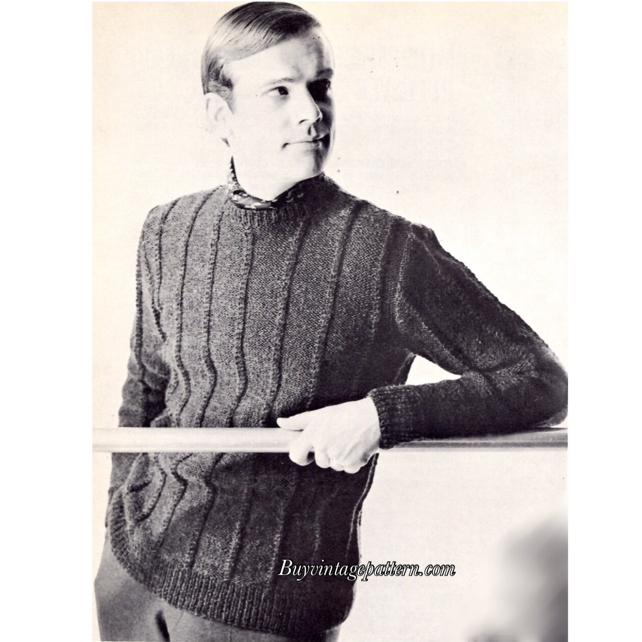 Vintage Men Pullover PDF Knitting pattern