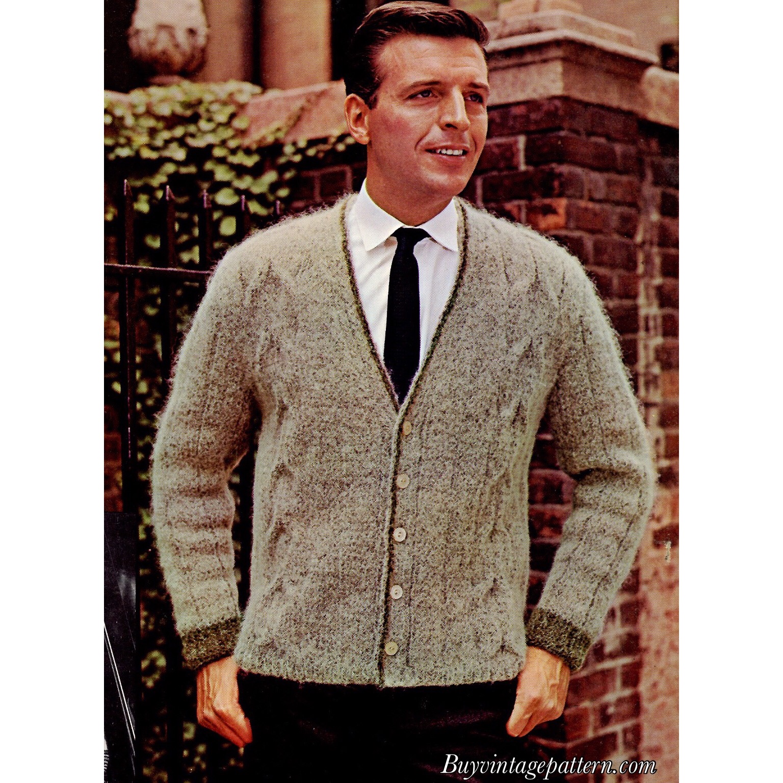 Vintage Men Cardigan Pdf Knitting Pattern