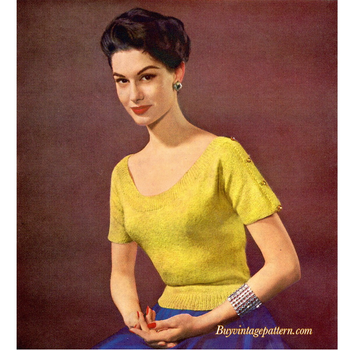 Vintage Blouse knitting pattern downloadable PDF