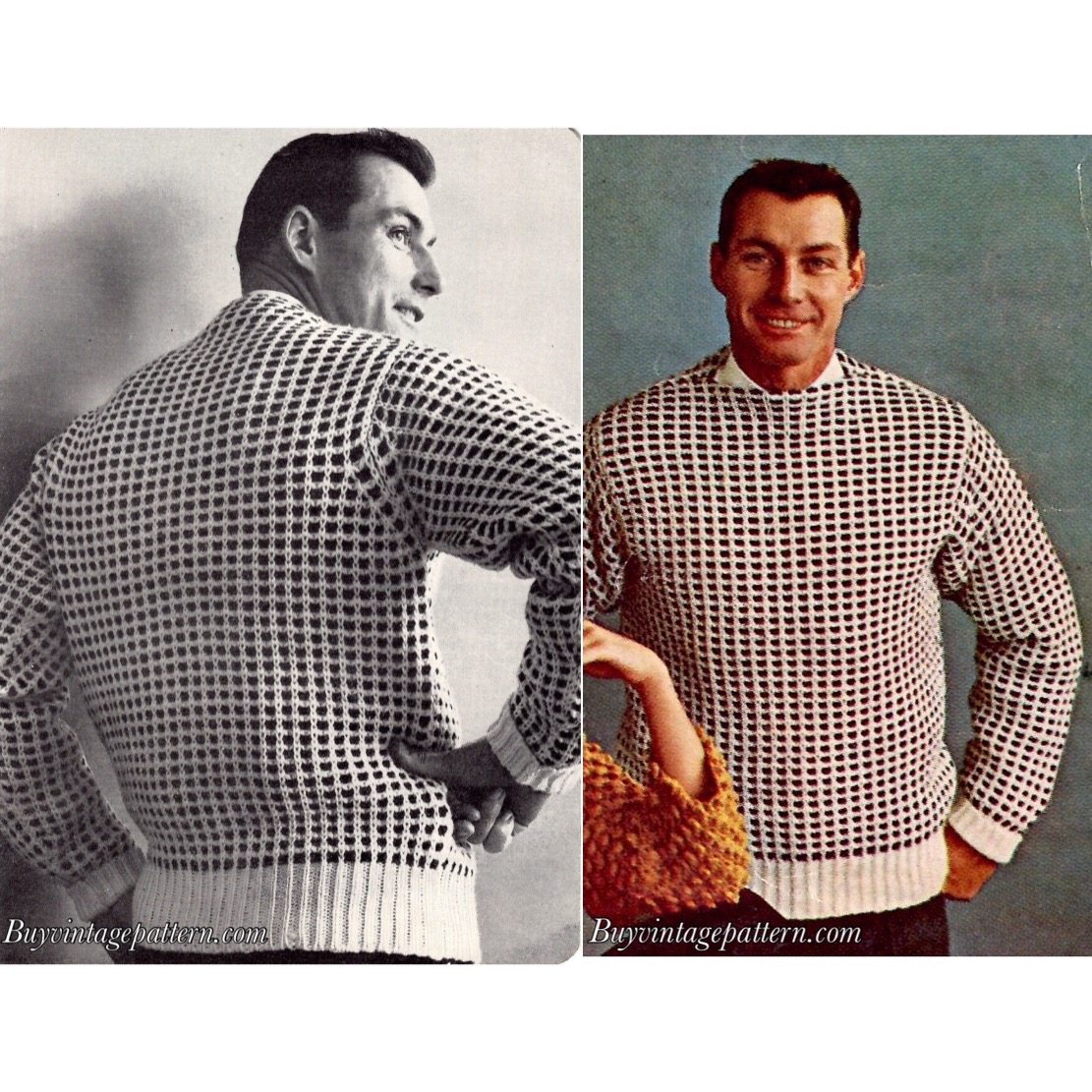 Vintage Men Pullover PDF Knitting pattern