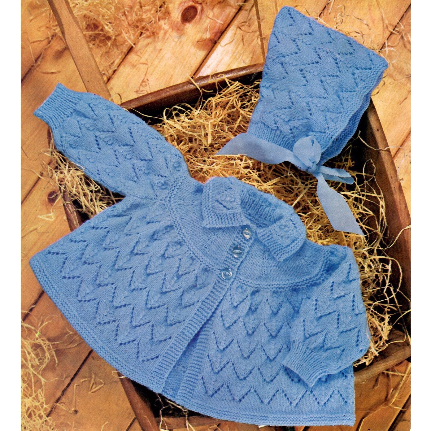 Retro Matinee Coat and Bonnet PDF knit paterns