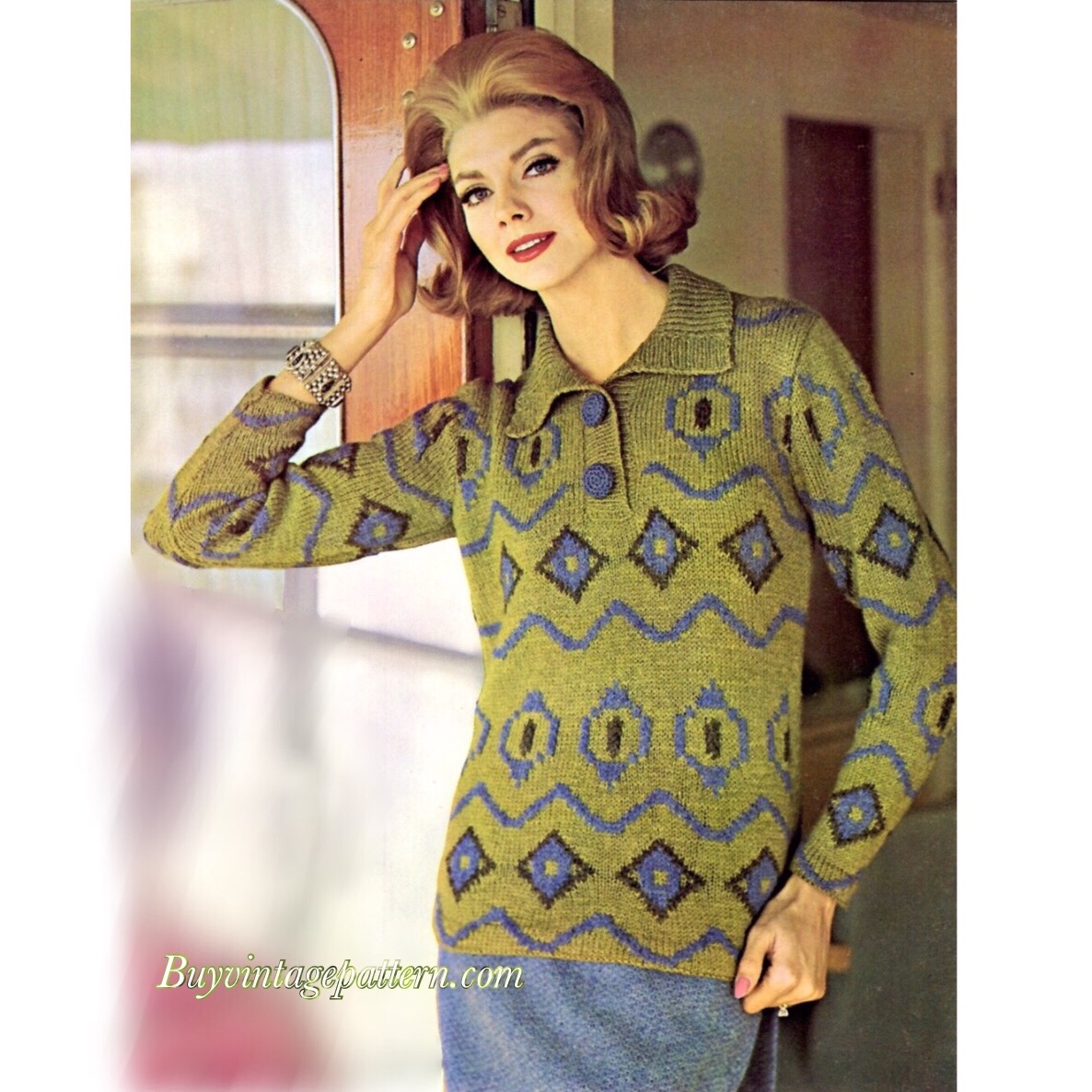 Tri-color Pullover knitting pattern downloadable PDF