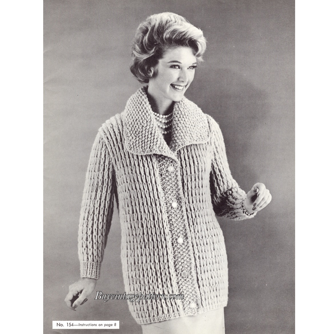 Vintage Coat knitting pattern downloadable PDF