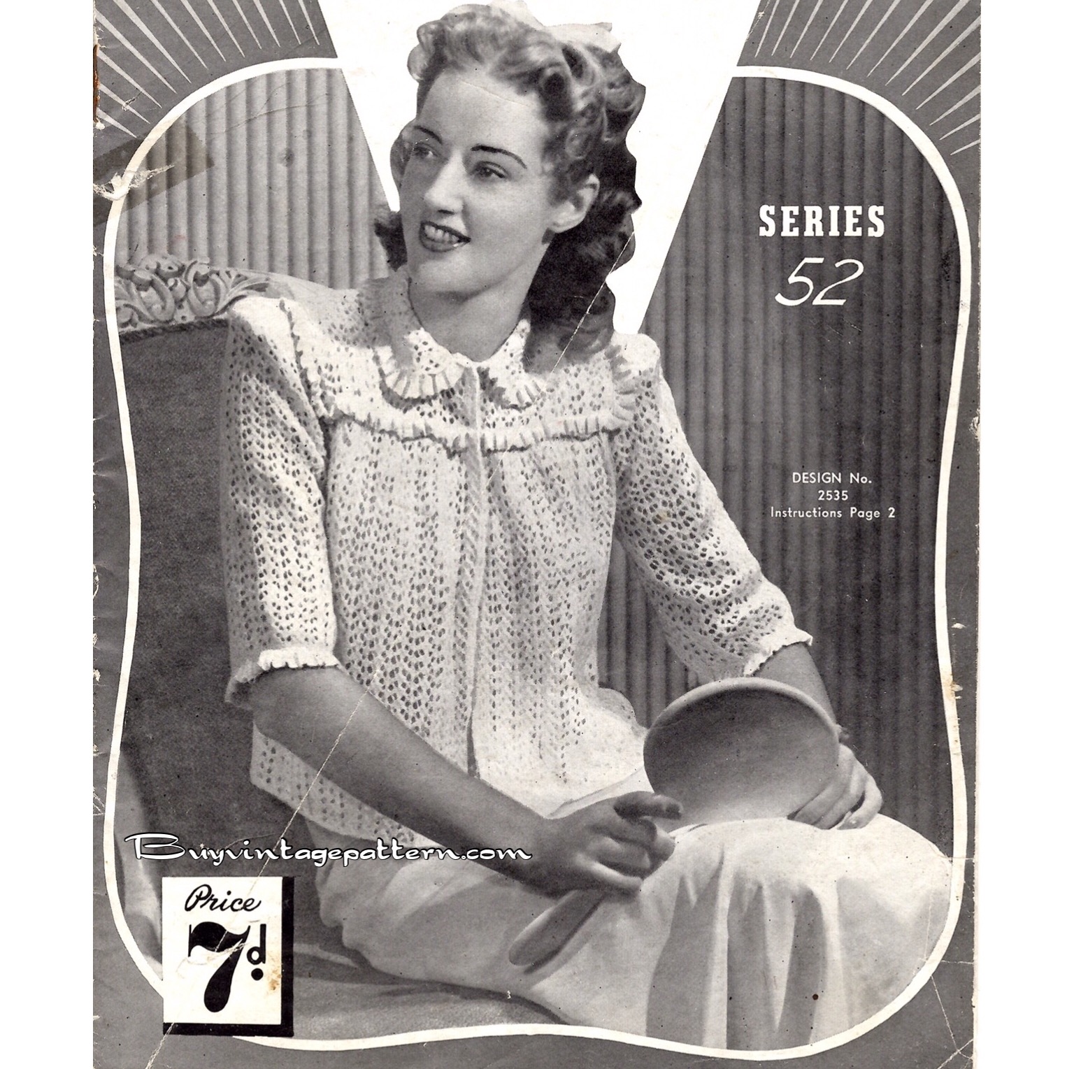 Vintage Bed Jacket Knit pattern downloadable PDF