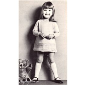 Vintage Girl dress knit pattern downloadable PDF