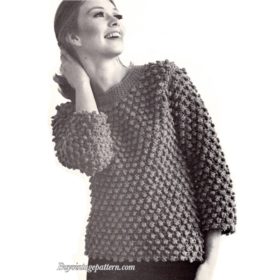 Picot Pullover crochet pattern downloadable PDF vintage