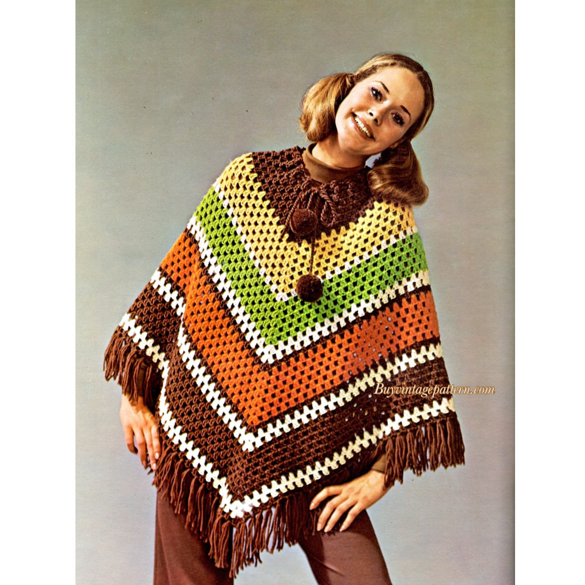 Vintage Poncho crochet pattern PDF downloadable   Buyvintagepattern