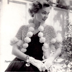 Vintage Pompons Shrug crochet pattern downloadable PDF