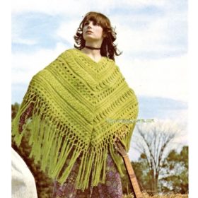 Vintage green Poncho knit pattern downloadable PDF
