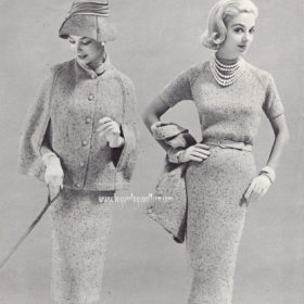 2 pieces Cape Costume knitting pattern downloadable PDF vintage