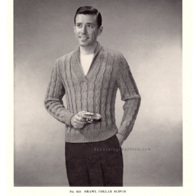 Vintage shawl collar slip-on PDF knitting pattern