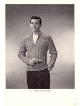 Vintage shawl collar slip-on PDF knitting pattern