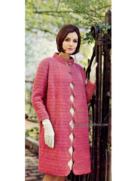 Vintage Pink Coat knitting pattern downloadable PDF