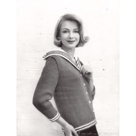 Vintage big collar Jacket knit pattern downloadable PDF