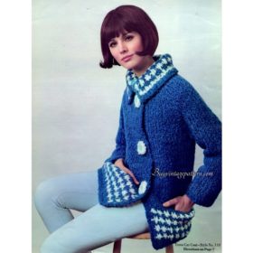 Vintage Car Coat knitting pattern downloadable PDF