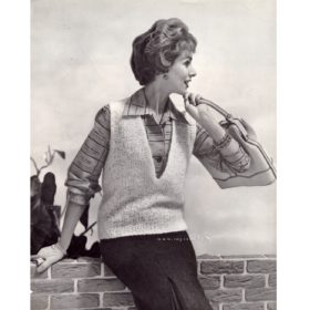 Vintage V Neck Vest knit pattern downloadable PDF