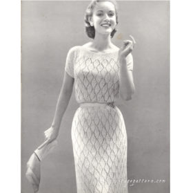 Vintage Lace dress knit pattern downloadable PDF
