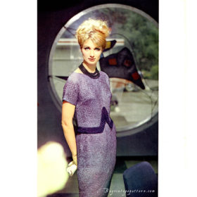 Vintage Ribbon two piece dress knit pattern downloadable PDF