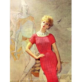 Vintage red dress knitting pattern downloadable PDF