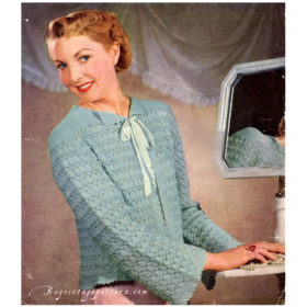 Vintage blue Bedjacket knitting pattern downloadable PDF
