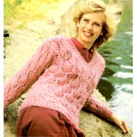 Vintage Pink sweater knit pattern downloadable PDF