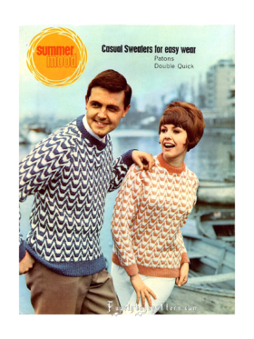Vintage two colour Sweater knit pattern downloadable PDF